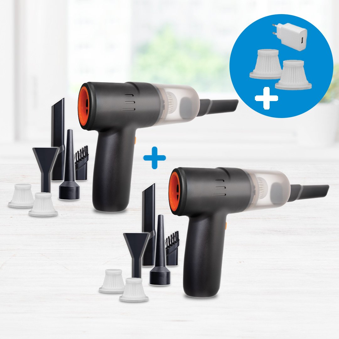 Livington PocketVac 2in1 Handstaubsauger mit Gebläsefunktion 1+1 GRATIS inkl. Ersatzfilter 2er Set & Power Adapter USB