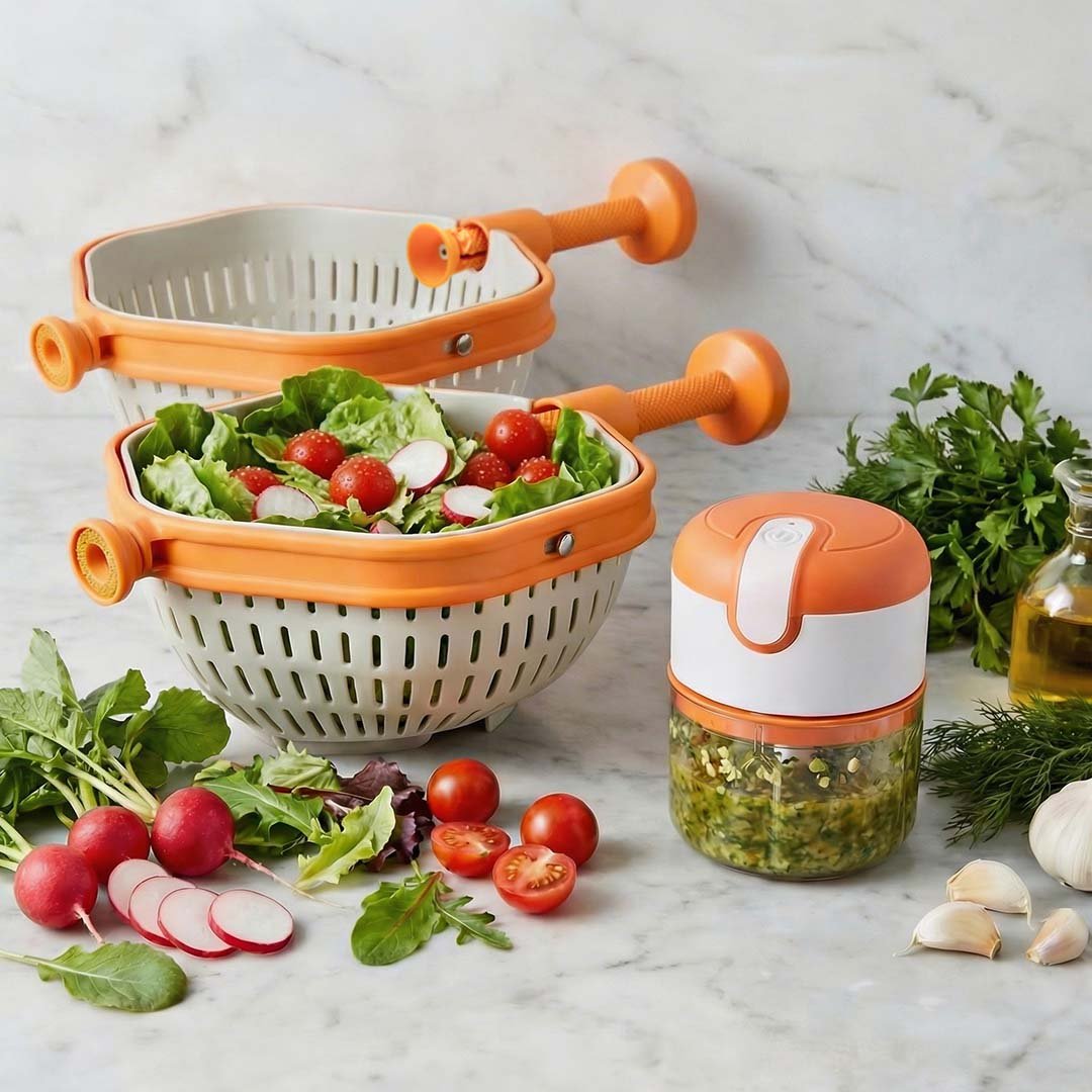 Livington SaladKing Salatschleuder 1+1 GRATIS inkl. 3 Seconds Chopper Multizerkleinerer GRATIS