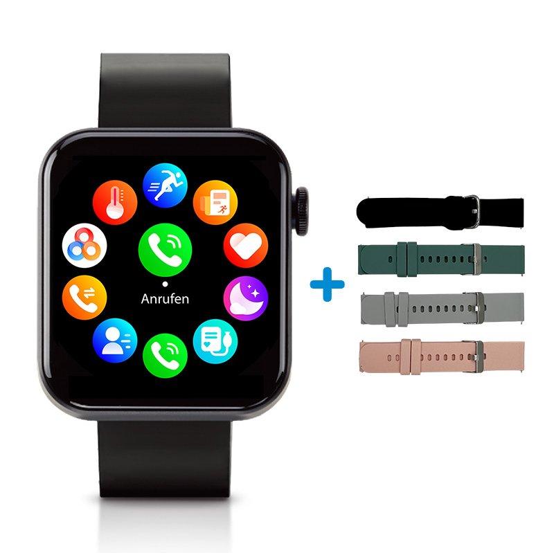 Kendox LifeTracker 2in1 Smartwatch & Fitnessuhr inkl. Ersatzarmbänder 4er-Set