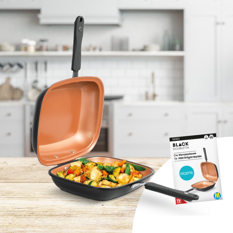 Livington Black Doubletta Wendepfanne inkl. Rezeptheft