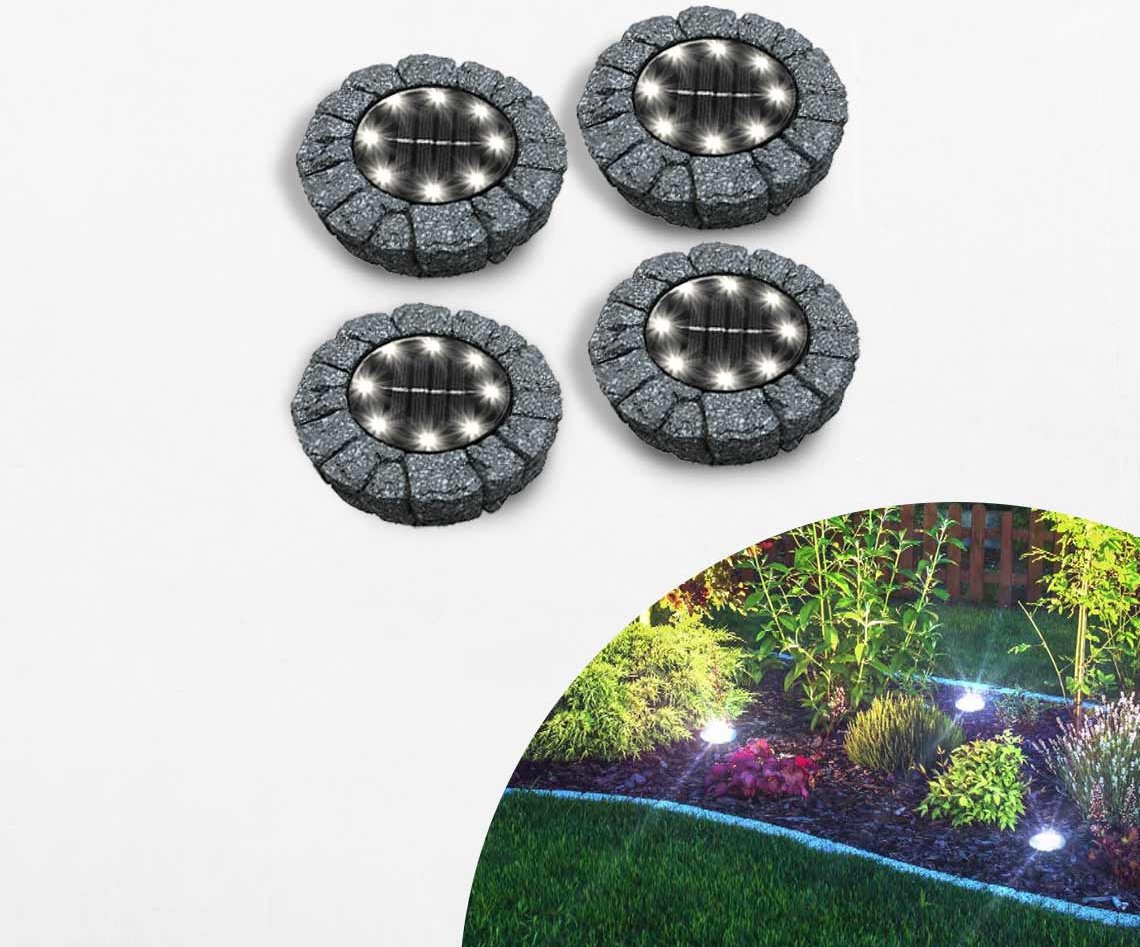 Disk Lights Stone Solarleuchte 4er Set