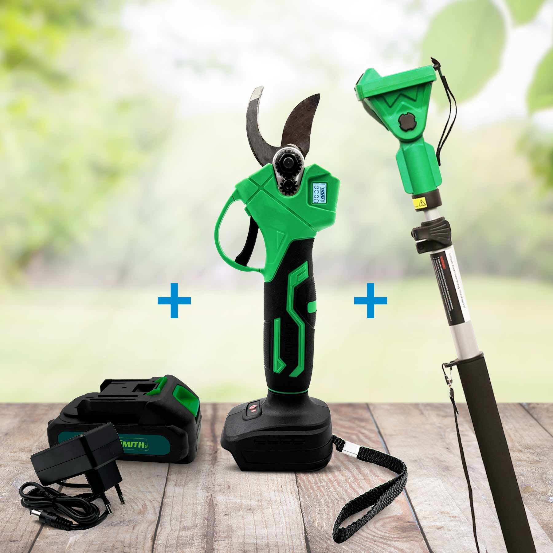 Hammersmith Akku-Gartenschere Super-Kombi inkl. Akku, Ladegerät & Teleskopstiel