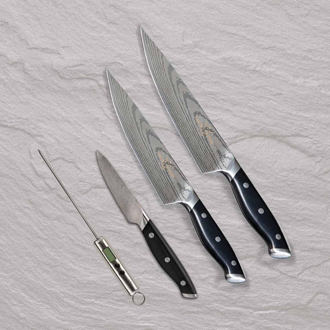 Trusted Butcher Messerset 3-tlg. inkl. Thermometer & Rezeptheft