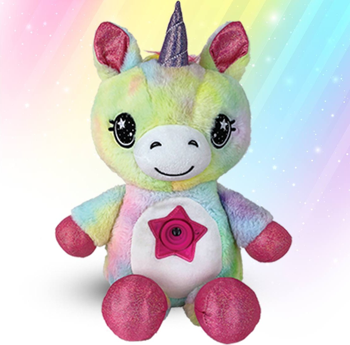 Star Belly Dream Lites Nachtlicht-Plüschtier - Rainbow Unicorn