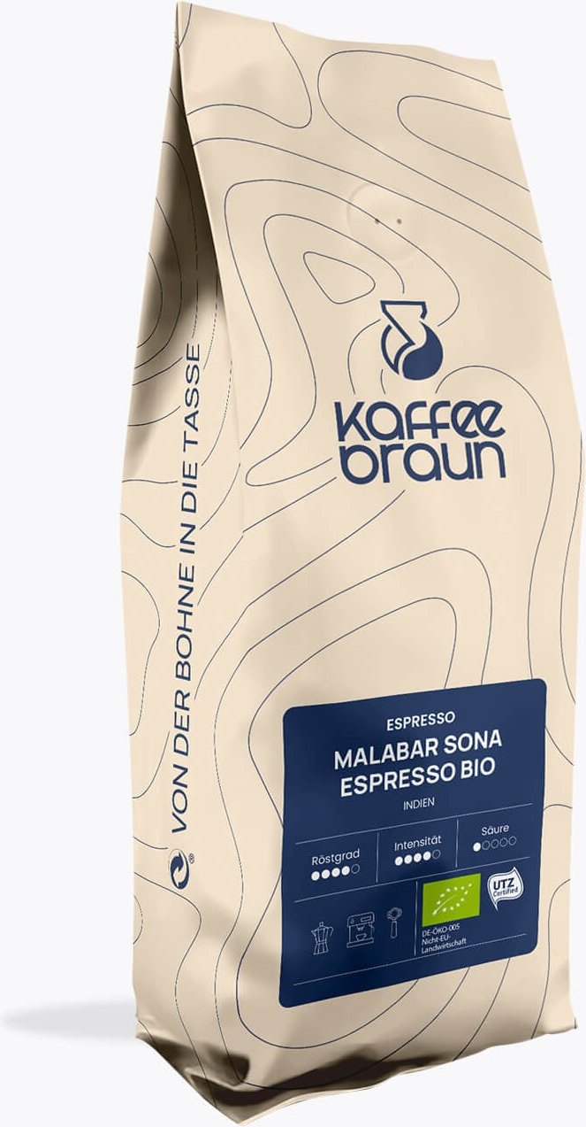 Kaffee Braun Espresso Malabar Sona Bio 250g