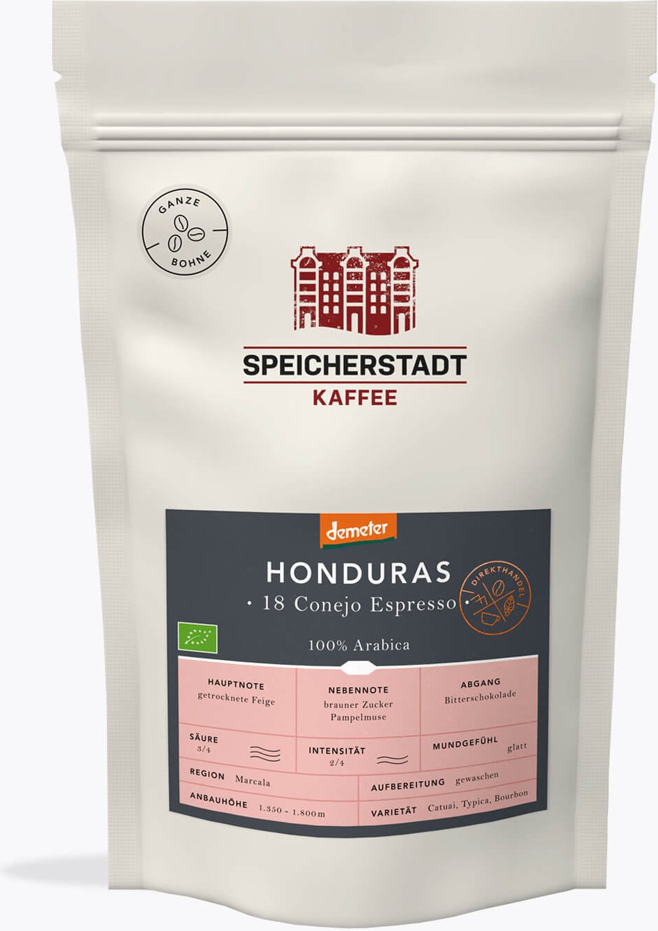 Speicherstadt Honduras 18 Conejo Bio Demeter Espresso 250g