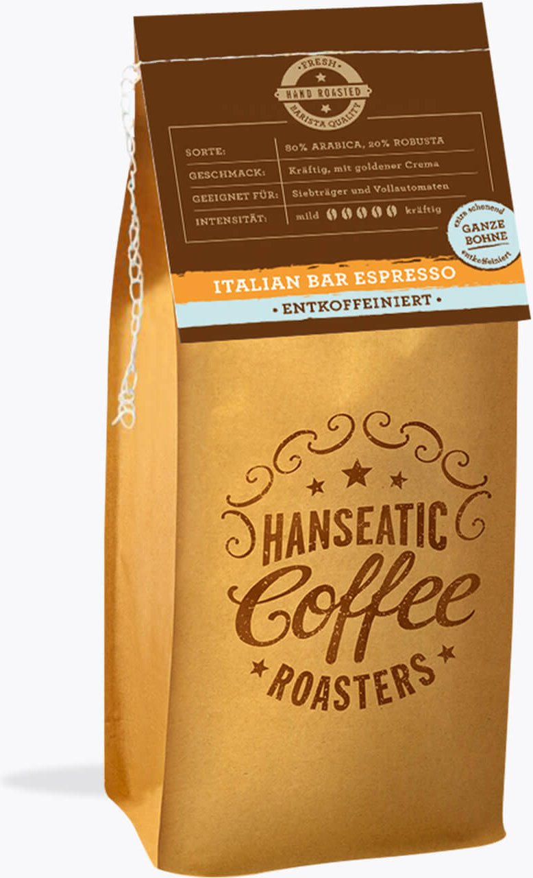 Hanseatic Coffee Roasters Italian Bar Espresso Decaf 250g