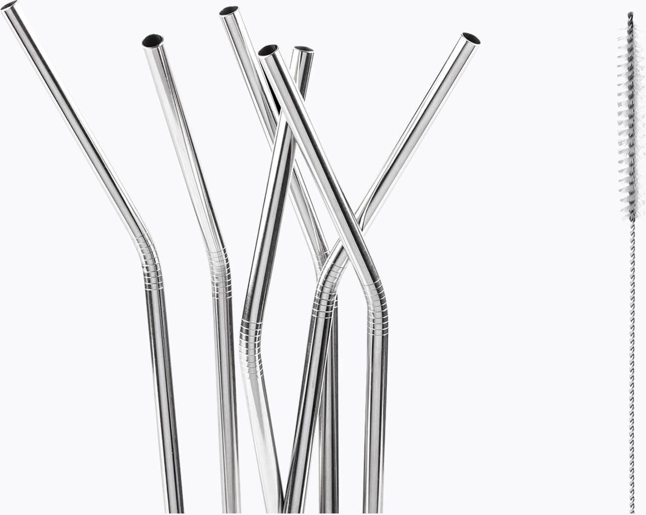 Motta 6 Strohhalme aus Edelstahl mit Bürste