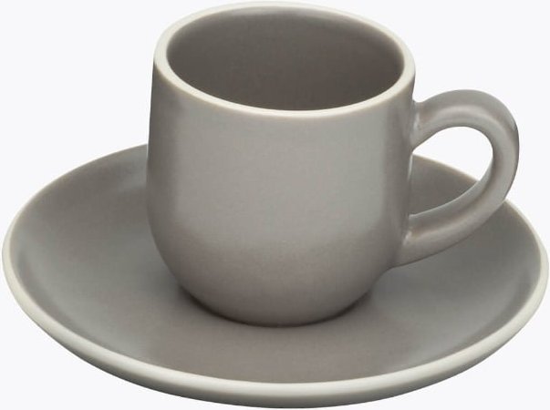 Molde Mandala Satin Matte Espressotasse Grau mit Weißem Rand mit Untertasse