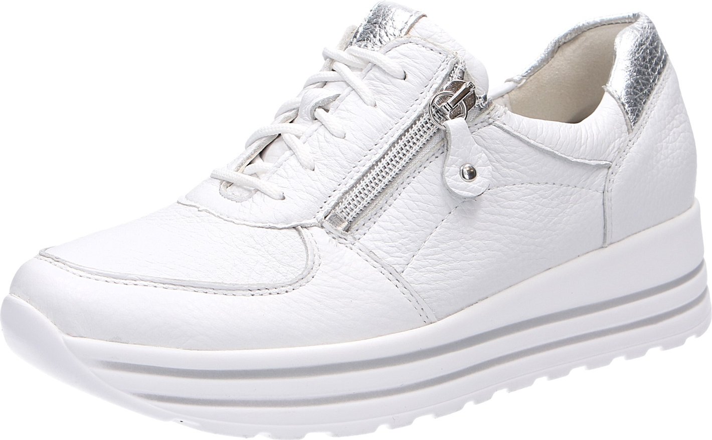 Sneakers laag - weiss silber 42