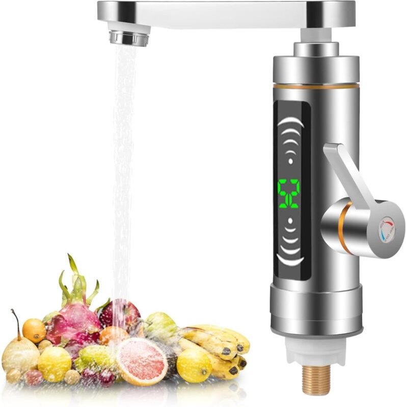 Sofort-Warmwasserhahn, elektrischer Spültisch-Heizhahn, Sofort-Warmwasserhahn mit LED-Digitalanzeige, um 360° drehbarer ...