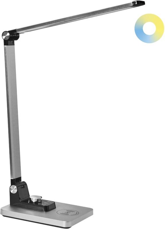 LED Schreibtischlampe ENIF mit kabellosem Ladegerät Silber