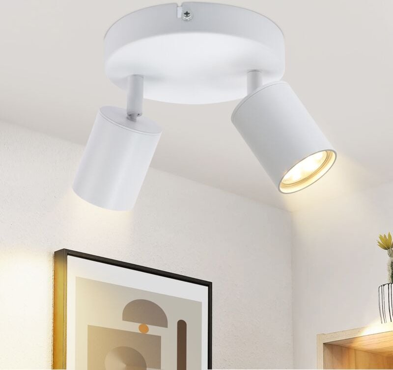 Gbly - Deckenleuchte Weiß Deckenstrahler 2 Flammig: Deckenlampe Spots Strahler Deckenspots GU10 330°Schwenkbar Modern Fl...
