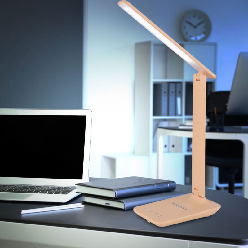 Tischlampe Touchdimmer Leselampe Tischleuchte Wohnzimmerleuchte, Kunststoff pfirsichfarben, 1x led 6W 350Lm 3000K, 4000K...
