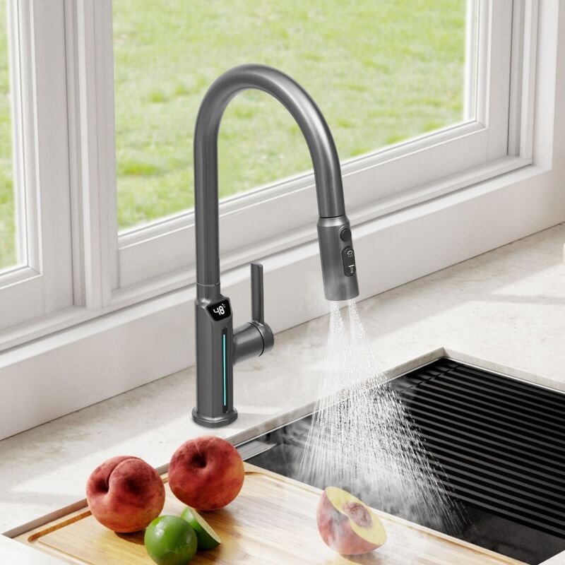 Digital Display Tap, Kitchen Digital Display Water Tap, LED Display Hot and Cold Water Faucet