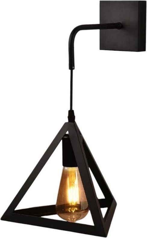 Trade Shop - copy of APPLIQUE DA PARETE PENDENTE A FORMA DI CUBO 3D STILE MINIMAL PORTALAMPADA ATTACCO E27 AQ52 - Schwar...