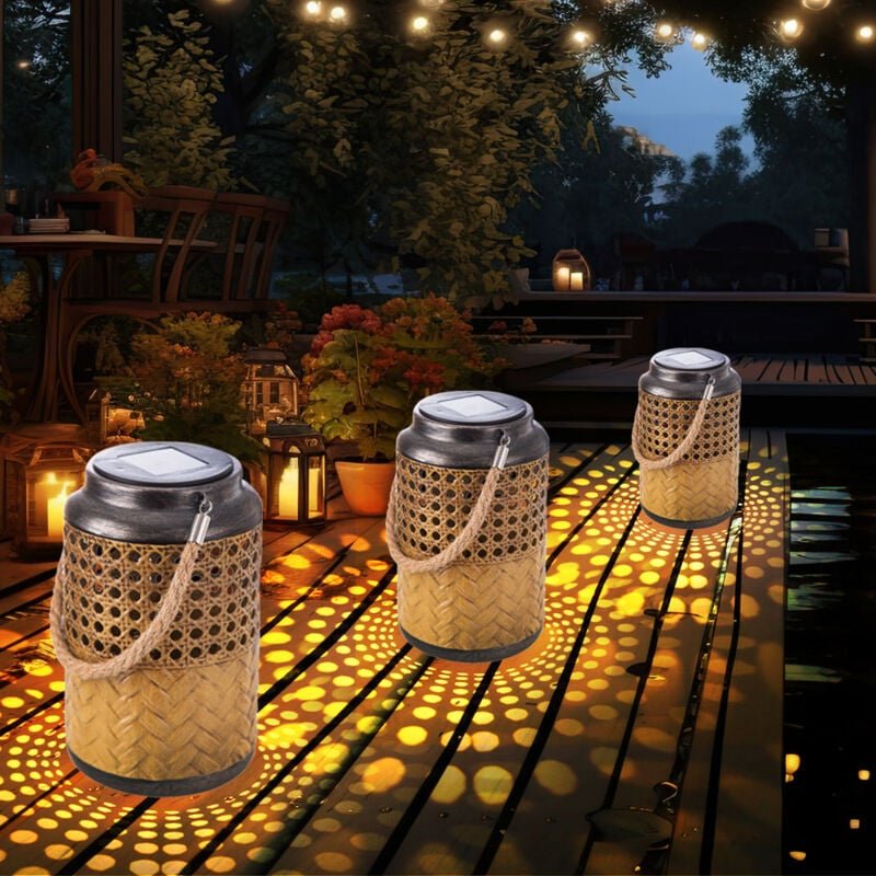 Gartenlampe Solar Laterne Außen Boho Deko Solarleuchte Solarlaternen für Außen Garten Außenlampe, hängend stehend, led, ...