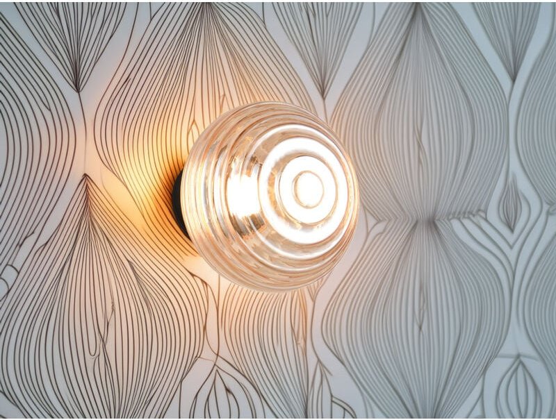 Reality Leuchten - Akku Wandleuchte earl Glasschirm Bernsteinfarbig dimmbar, ø 15,5cm