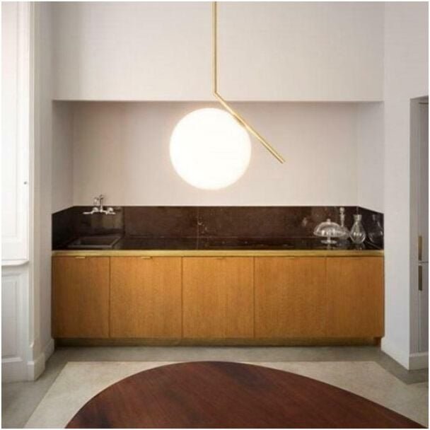 Flos - Suspension ic light 1 in ottone gebürstet attacco e14 f3175059