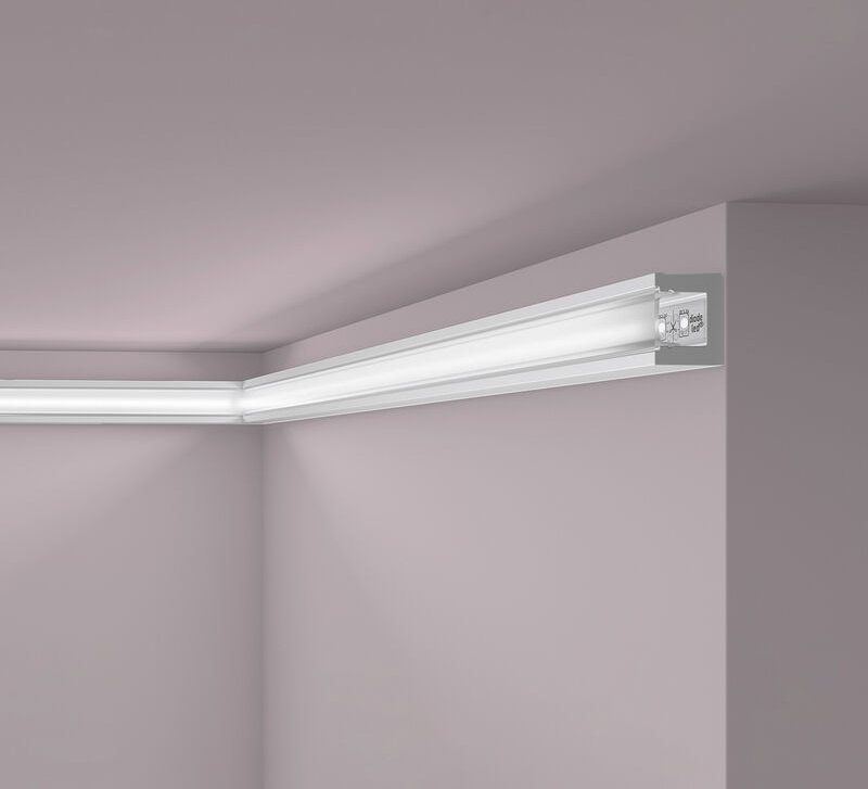 NMC - Eckleiste IL12 wallstyl Noel Marquet Zierleiste Stuckleiste für Indirekte Beleuchtung inkl. Licht-Diffusor Moderne...