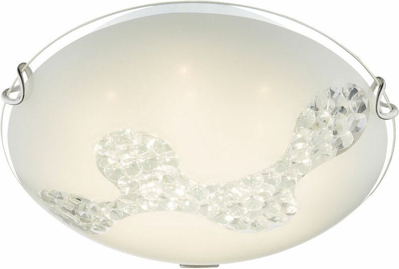 Globo - Deckenleuchte Glas rund led Deckenlampe Kristall Flurleuchte weiß Küchenlampe, 8W 645lm neutralweiß, DxH 25x9,5 ...