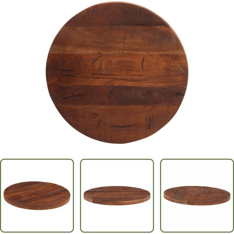 Altholz - Tischplatte Ø 60x3,8 cm Rund Altholz Massiv