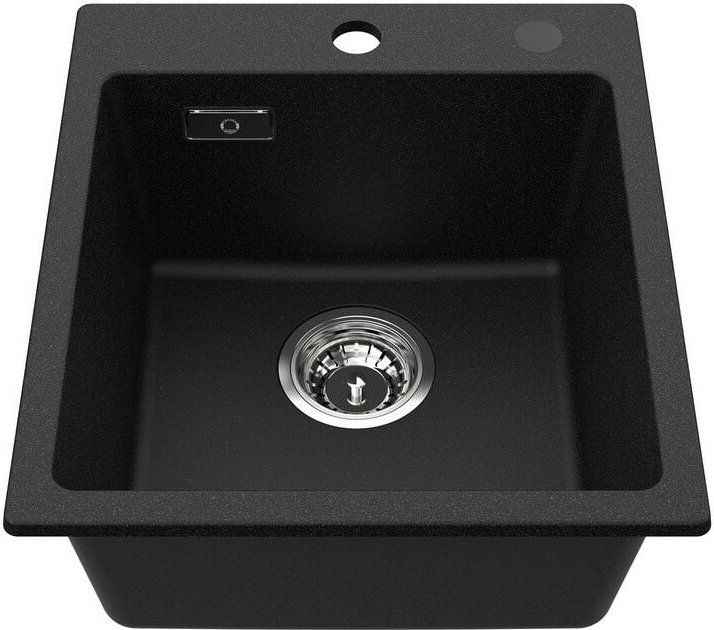 Cecipa - Spülbecken Schwarz Granit 40x45cm, Spüle Schwarz, Küchenspüle Rechteckig, Moderne Einbauspüle Granit, Spülbecke...