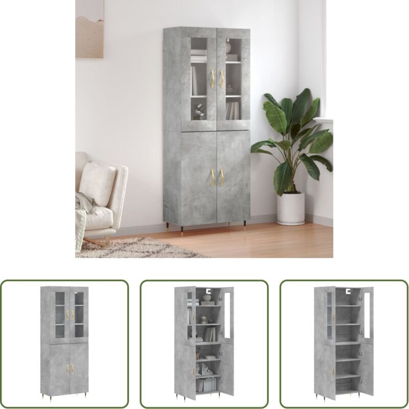 Holzwerkstoff - Highboard Betongrau 69,5x34x180 cm Holzwerkstoff