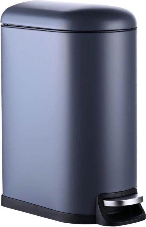 Relaxdays Mülleimer, 10 Liter, Absenkautomatik, entnehmbarer Inneneimer, Kosmetikeimer mit Deckel, Badeimer, grau