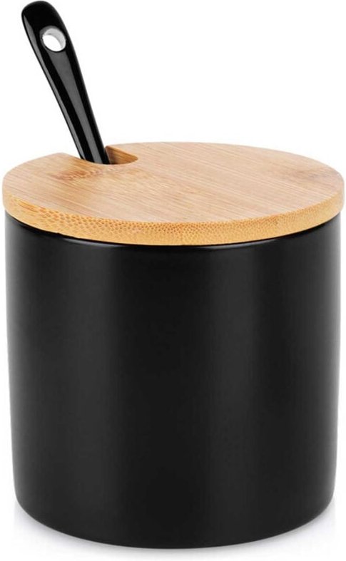 Keramik Zuckerdose Mit Löffel Schwarz 139681