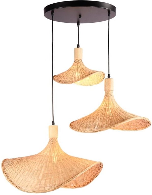 Barcelona Led - Dreifach-Pendelleuchte aus Korbgeflecht "Bellas 3" - 3 x E27