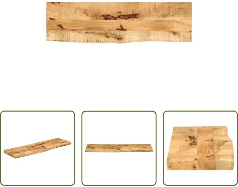 vidaXL Mangoholz - Tischplatte 100x20x3,8 cm Baumkante Massivholz Raues Mangoholz