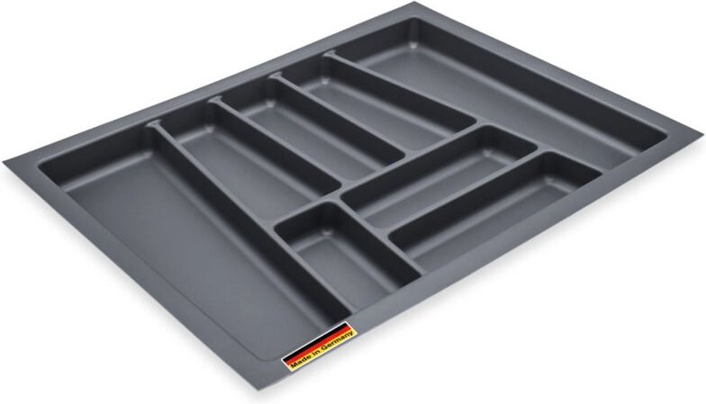 Mehrzweck Besteckeinsatz grau für Küchenschubladen - 64 x 48 cm - Kunststoff Schubladen Ordnungssystem schiefergrau