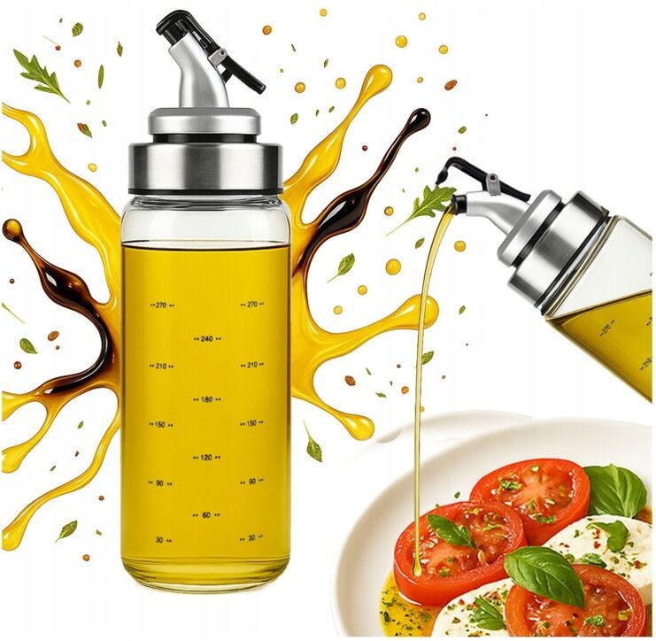 Glasflaschenspender mit Skala, 300 ml, für Öl, Soße, Essig, Sirup