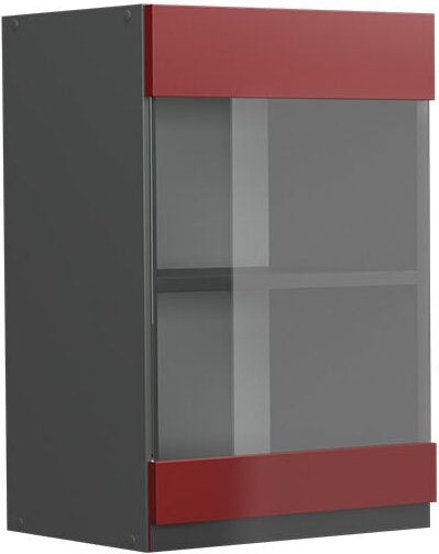 Küchenglasschrank R-Line, Rot, 40 cm J-Shape Vicco