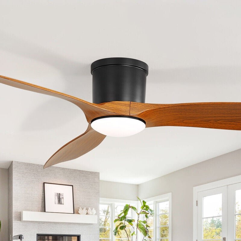 Deckenventilator mit Licht und Fernbedienung, Schwarz, 132 cm, 3 ABS-Flügel