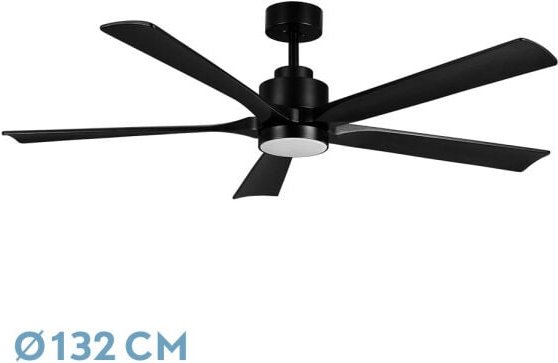 Thumbnail - Fabrilamp - Lüfter dc cairo 24w 2400lm schwarz 5aspas 132d 3000k,4500k,6000k remote+timer+memory