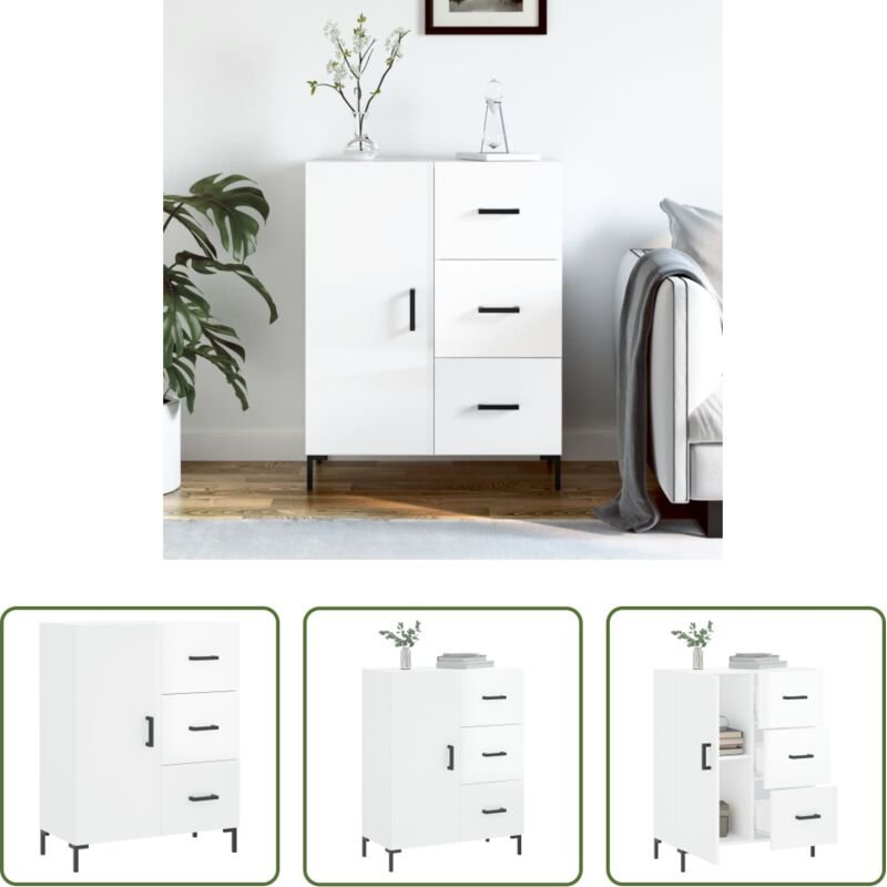 Hochglanz-Weiß - Sideboard Hochglanz-Weiß 69,5x34x90 cm Holzwerkstoff