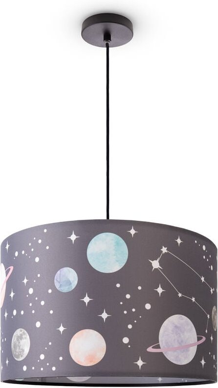 Deckenlampe Kinderzimmer Pendelleuchte Baby Lampenschirm Stoff Rund Sterne Pendelleuchte - Schwarz, Design 8 (Ø45,5 cm) ...