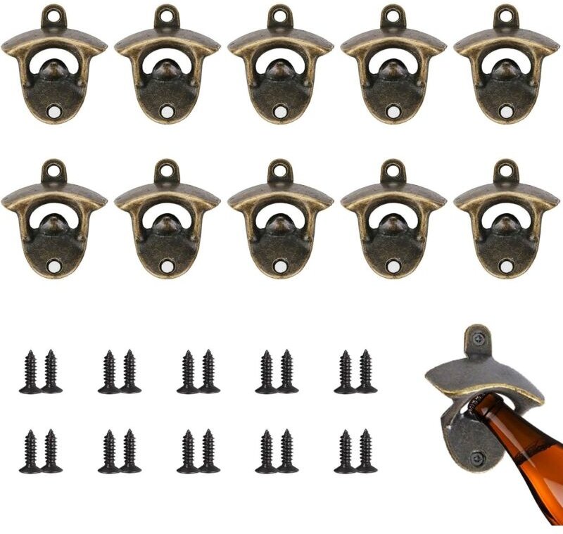 10-teiliges Wandflaschenöffner-Set, multifunktionaler Wandflaschenöffner für Bier, Wandflaschenöffner mit Schrauben, gee...