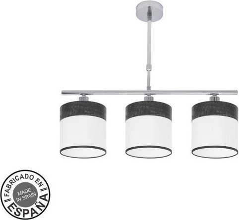 FABRILAMP Cloe Lampe 3xe14 Chrom/Weiß-Holz Schwarz Regx55x14 cm