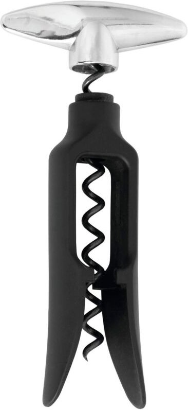 Robuster, manueller Flaschenöffner aus verchromtem Metall und Kunststoff, Hausbar-Zubehör, einzeln erhältlich, schwarz.