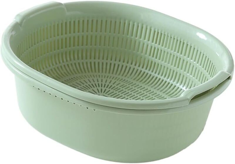 2-in-1 abnehmbarer Abtropfkorb zum Waschen von Obst und Gemüse, stapelbares Design, grün, leicht und platzsparend, ideal...