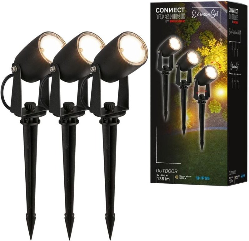 Briloner - connect to shine Erweiterungsset Iris mit 3er Set led Gartenstrahler, IP65