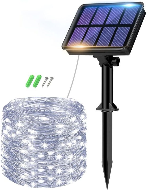 2er-Pack Solar-Lichterketten für den Außenbereich, Gesamtlänge 12 m, 100 LEDs, wasserdicht, hell, 8 Modi, weihnachtliche...