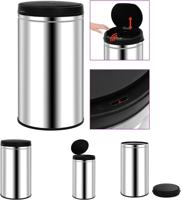 Prolenta Premium - The Living Store Automatischer Sensor-Mülleimer 60 l Edelstahl - Mülltonnen & Abfalleimer - Silber