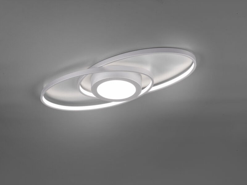 Reality Leuchten - Große led Deckenleuchte galaxy Silber, dimmbar über Schalter, Breite 57cm