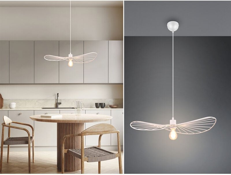 Ausgefallene led Pendelleuchte, Lampenschirm Weißer Draht, ø 60cm