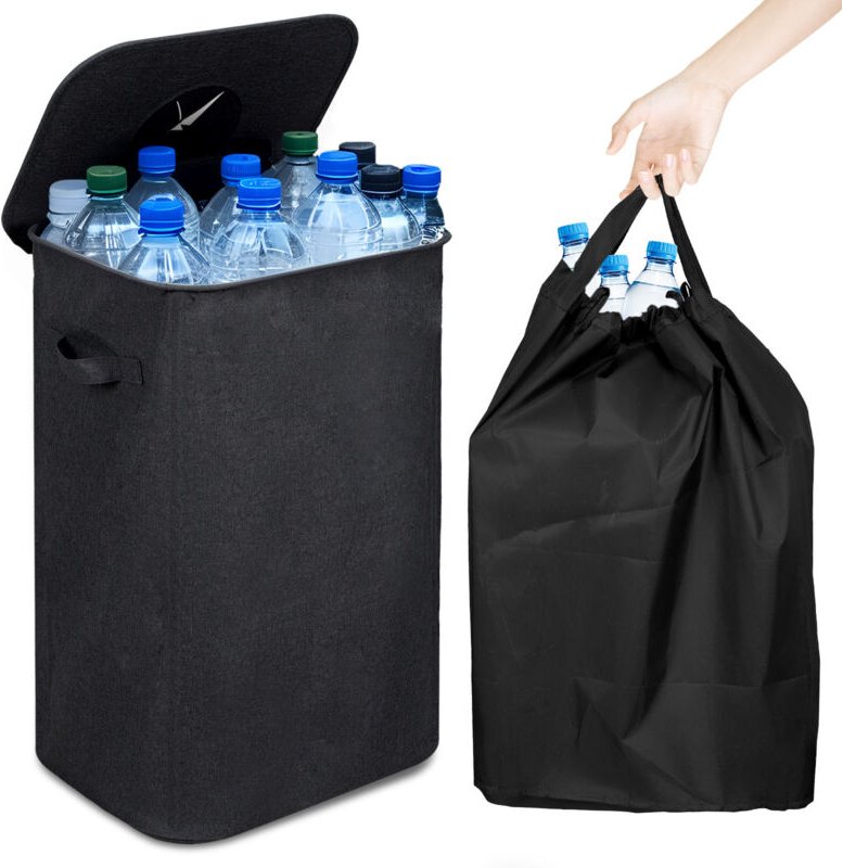 Jiubiaz pfandflaschen aufbewahrung 100L mit Deckel, Groß Behälter Leergut Flaschensammler Küche Abstellraum Flaschentasc...