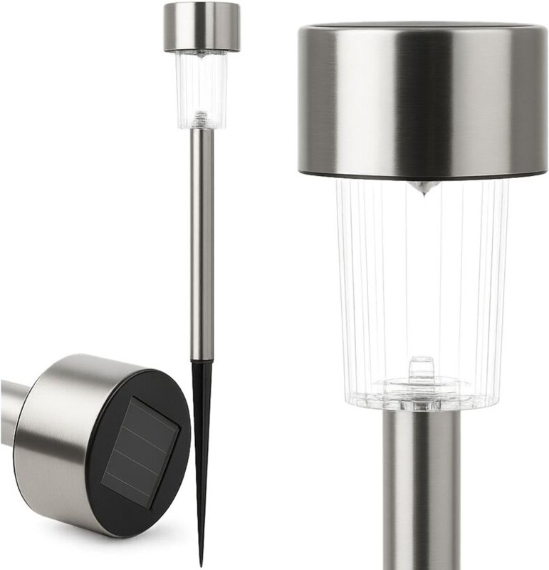 Solar-Gartenleuchte, LED, mit Dämmerungssensor, Mast, 35 cm, silber